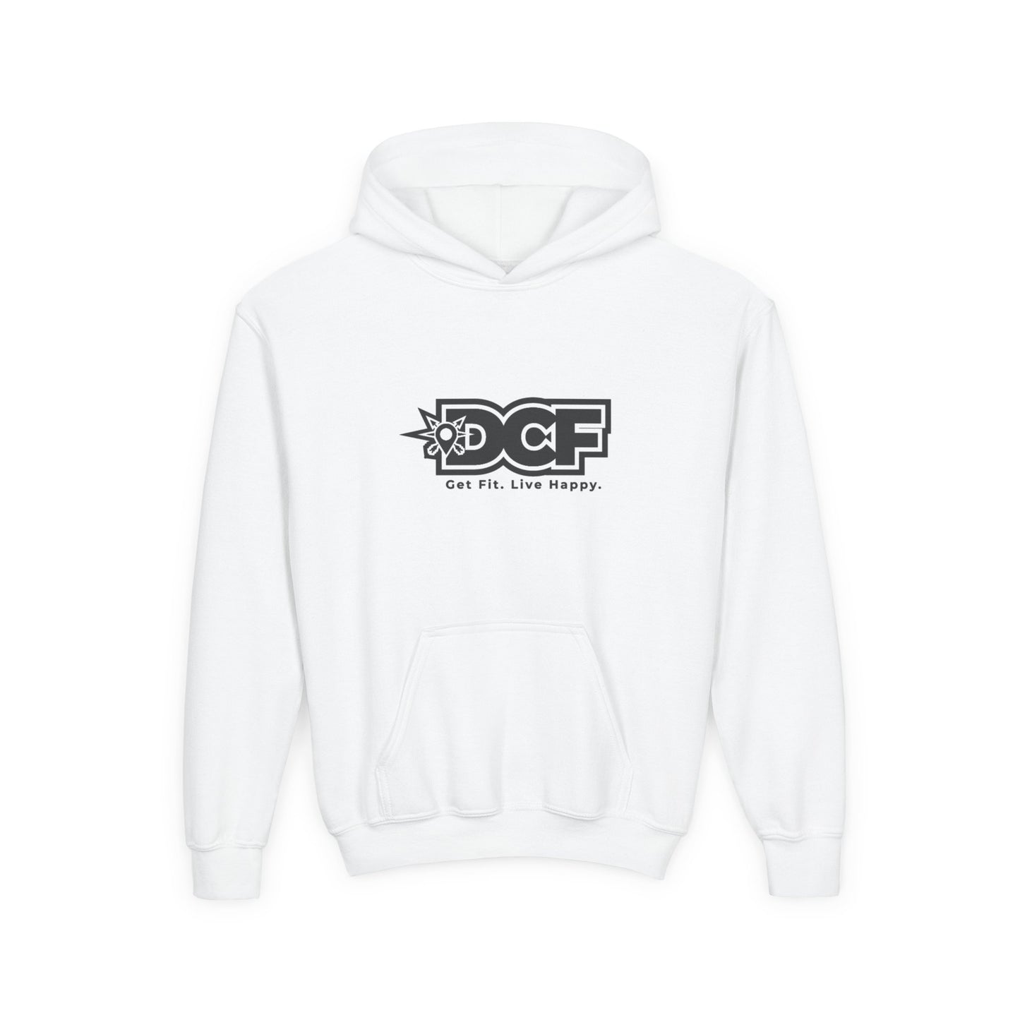 DCF Youth Hoodie – Get Fit. Live Happy. Logo Pullover